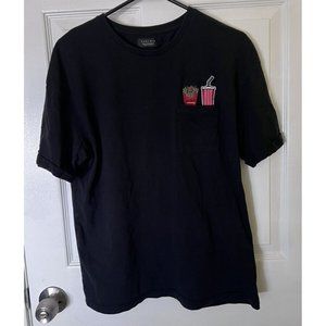 Zara Man Men’s Medium Black Shirt with Fries and Soda Pocket Patches